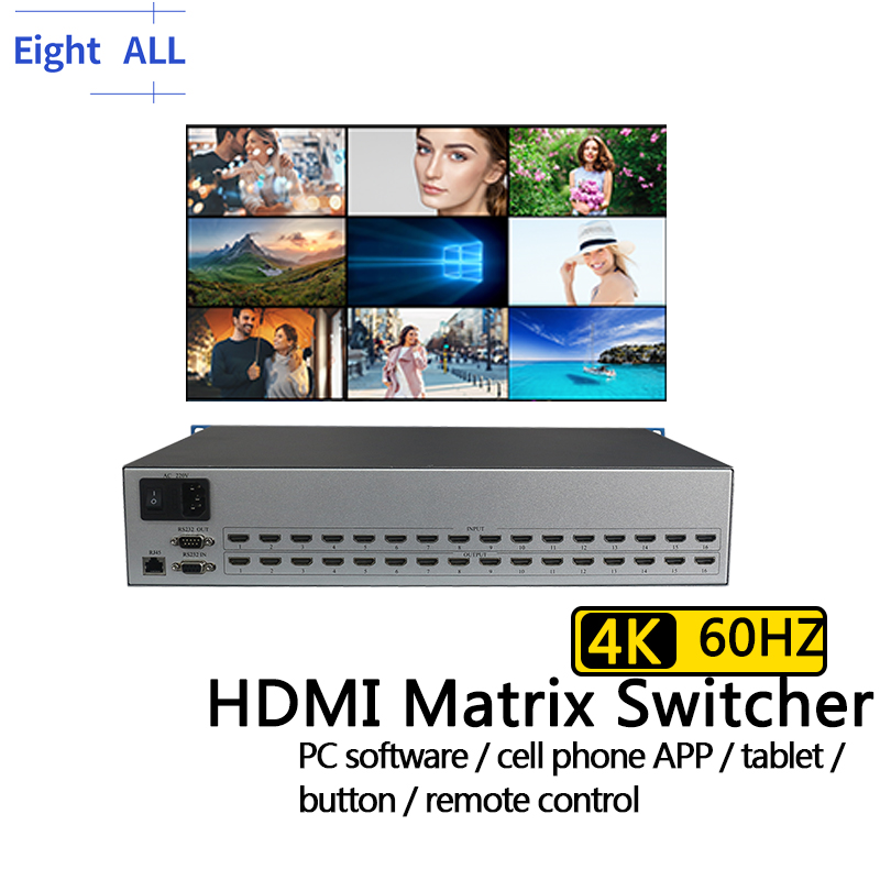 Power Over Ethernet - 4K@60Hz HDMIマトリックススイッチ 8x8 4x4 16x16 オーディオ、イーサネット、APP、RS232、IRボタンスイッチャー、HDCP対応