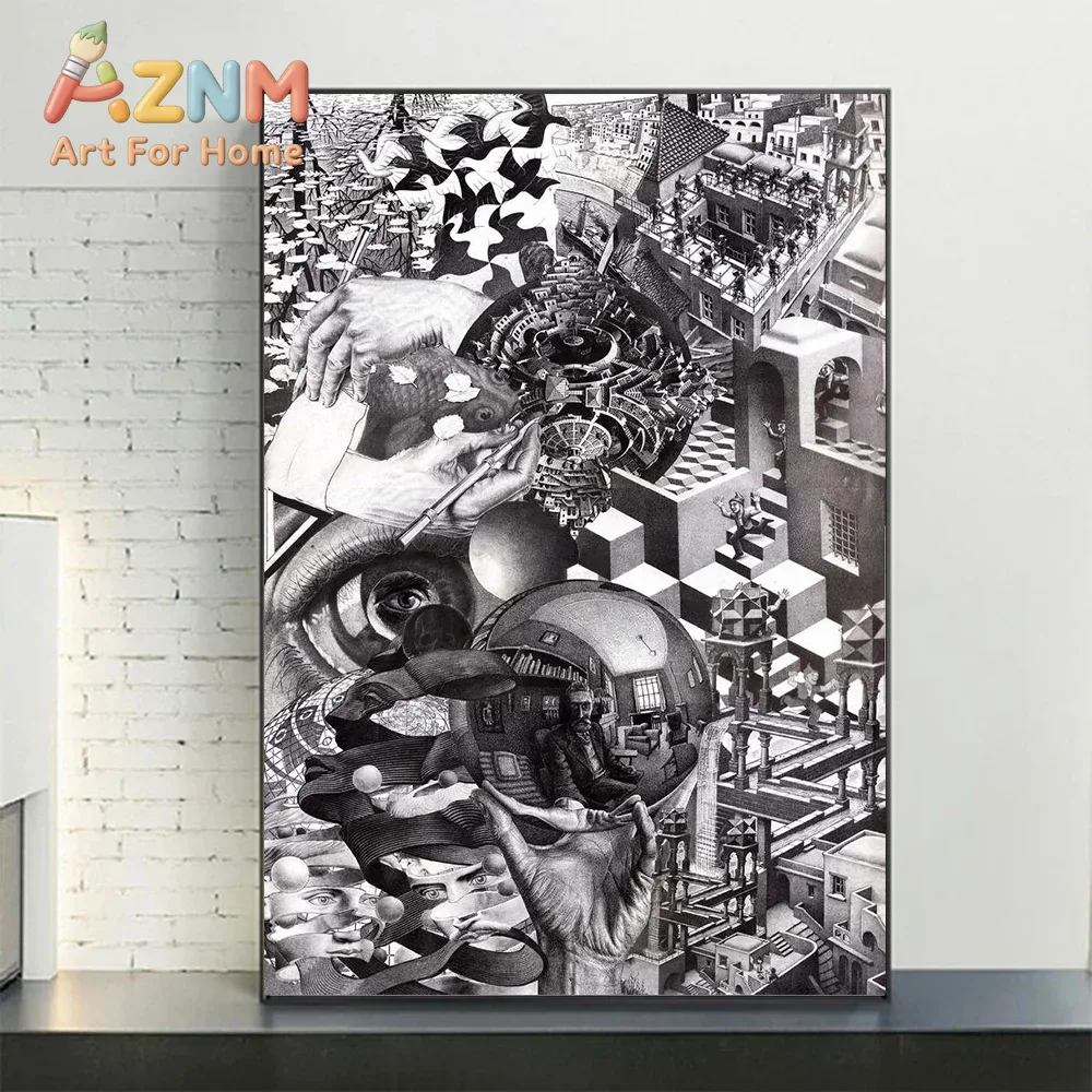 AZNM 光学錯視による不可能な建築を描いたキャンバスアート - Office Technologies のレビューと価格
